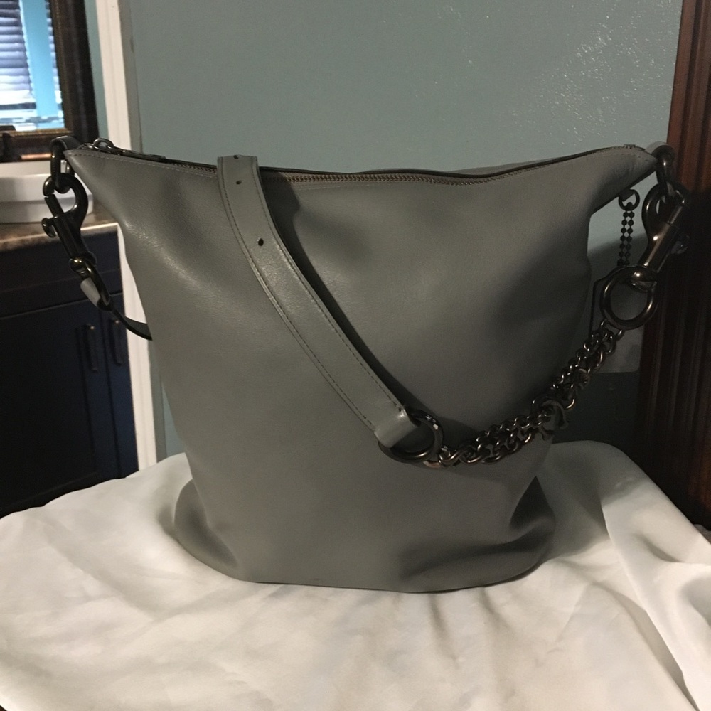 Coach Signature Chain Duffle Bag Gray Purse